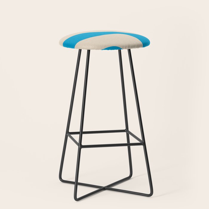 Organic Forms Minimal Abstract Blue and Beige Pattern Stool Gallery Image 1