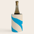Organic Forms Minimal Abstract Blue and Beige Pattern Wine Chiller Gallery Image 3