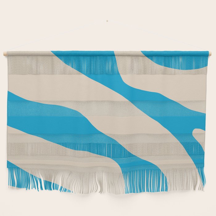 Organic Forms Minimal Abstract Blue and Beige Pattern Wall Hanging Gallery Image 1