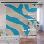 Organic Forms Minimal Abstract Blue and Beige Pattern Wall Mural Gallery Image 1