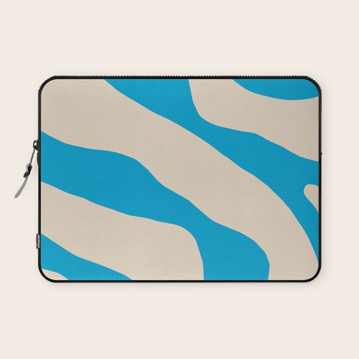 Organic Forms Minimal Abstract Blue and Beige Pattern Laptop Sleeve Gallery Image 1
