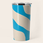 Organic Forms Minimal Abstract Blue and Beige Pattern Travel Mug Gallery Image 1