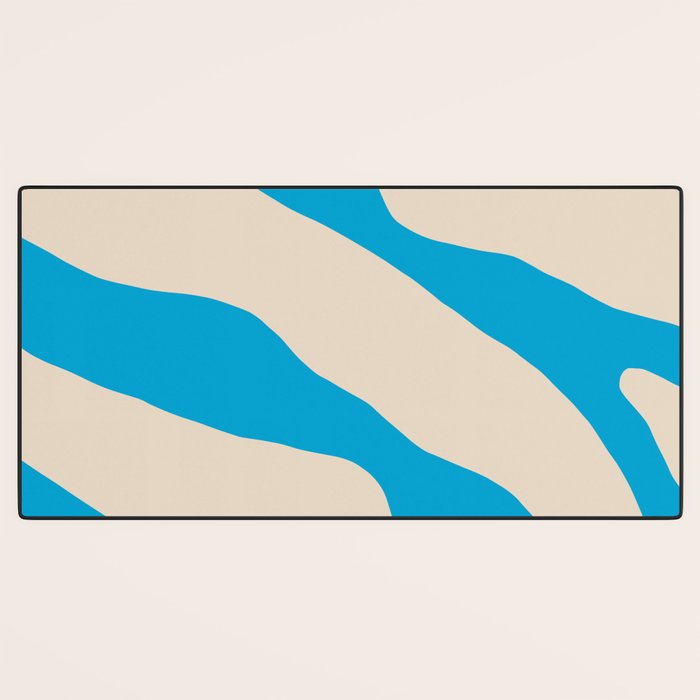 Organic Forms Minimal Abstract Blue and Beige Pattern Desk Mat Gallery Image 3