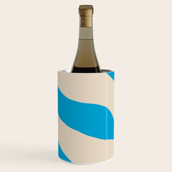 Organic Forms Minimal Abstract Blue and Beige Pattern Wine Chiller Gallery Image 2