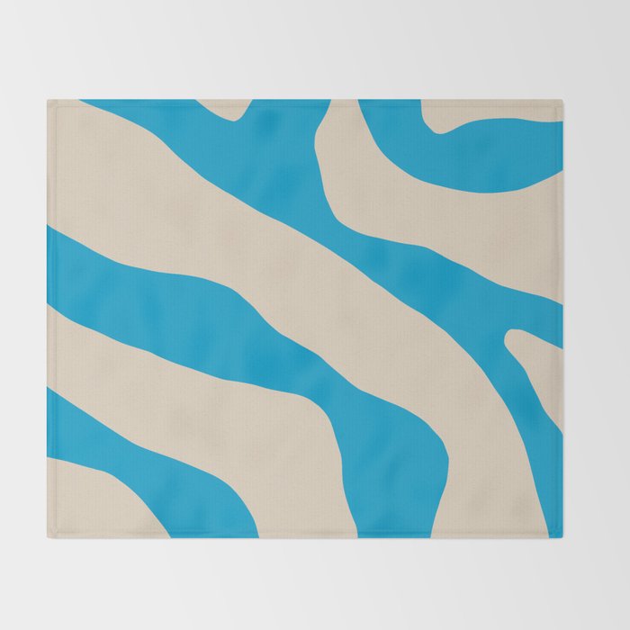 Organic Forms Minimal Abstract Blue and Beige Pattern Throw Blanket Gallery Image 2