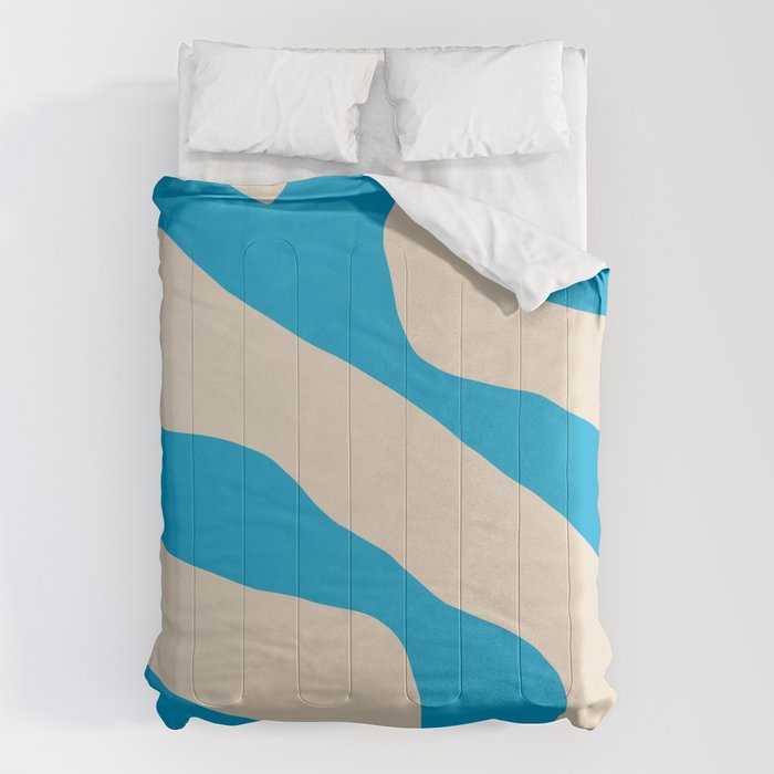 Organic Forms Minimal Abstract Blue and Beige Pattern Comforter Gallery Image 1