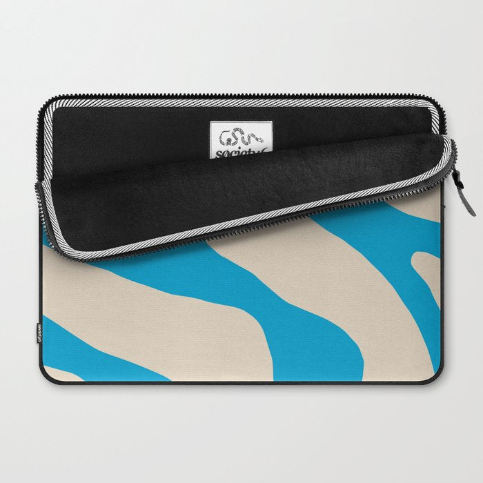 Organic Forms Minimal Abstract Blue and Beige Pattern Laptop Sleeve Gallery Image 2