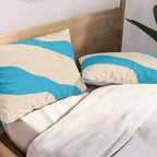 Organic Forms Minimal Abstract Blue and Beige Pattern Pillow Sham Gallery Image 2
