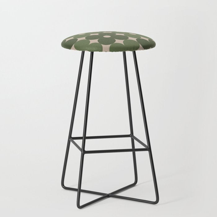 Retro Flower Geometric Pattern in Green Tones Stool Gallery Image 1