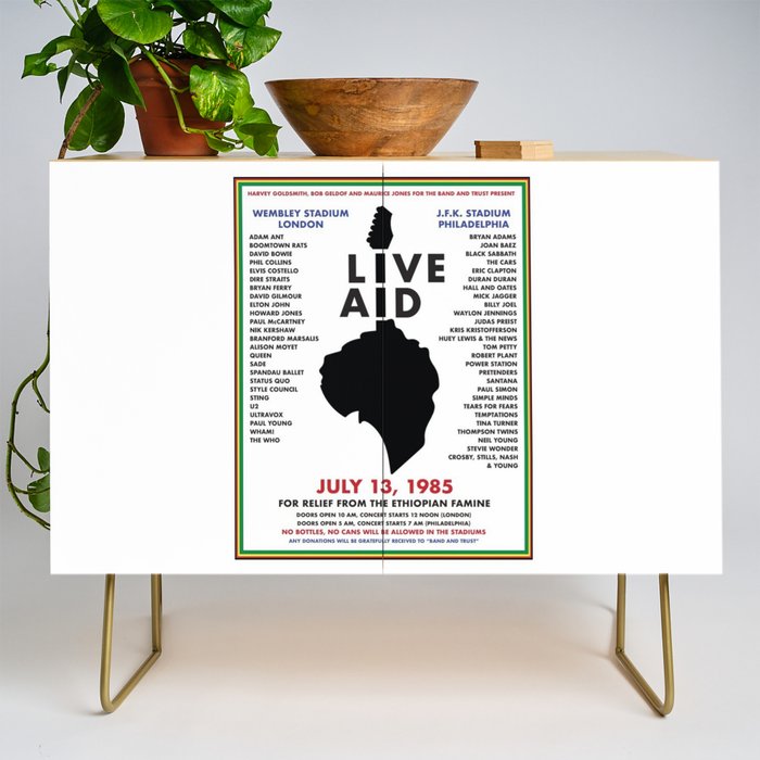Live Aid 1985 Vintage JFK & Wembley Stadium Concert Festival Gig Advertising Music Poster Credenza Gallery Image 1