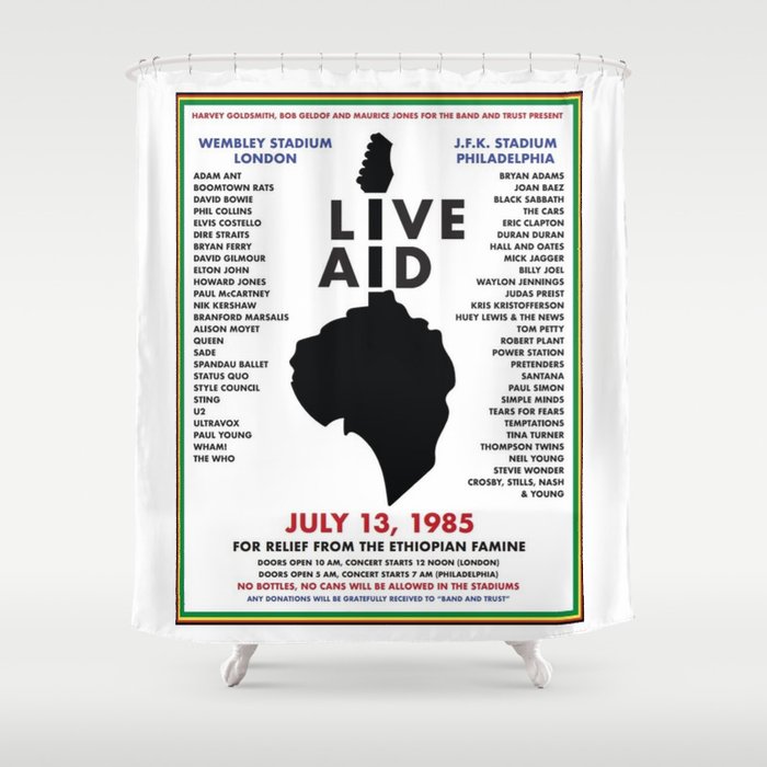 Live Aid 1985 Vintage JFK & Wembley Stadium Concert Festival Gig Advertising Music Poster Shower Curtain Gallery Image 1