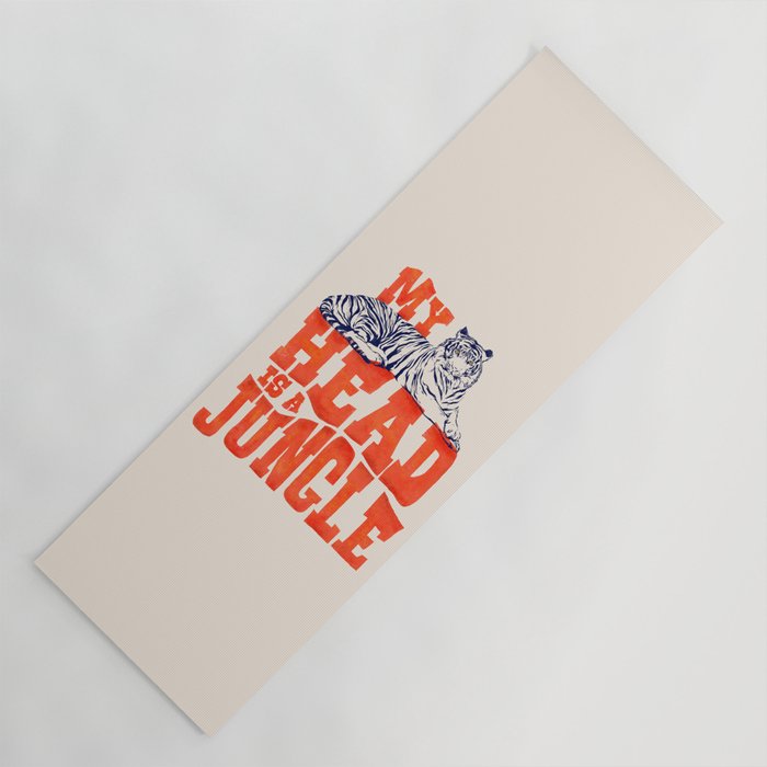 My Head is a Jungle-Tiger typography Yoga Mat Gallery Image 1