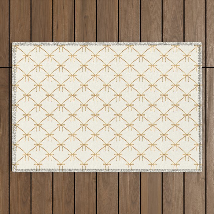 Bows & Ribbons Pattern III Neutral Outdoor Rug Gallery Image 1