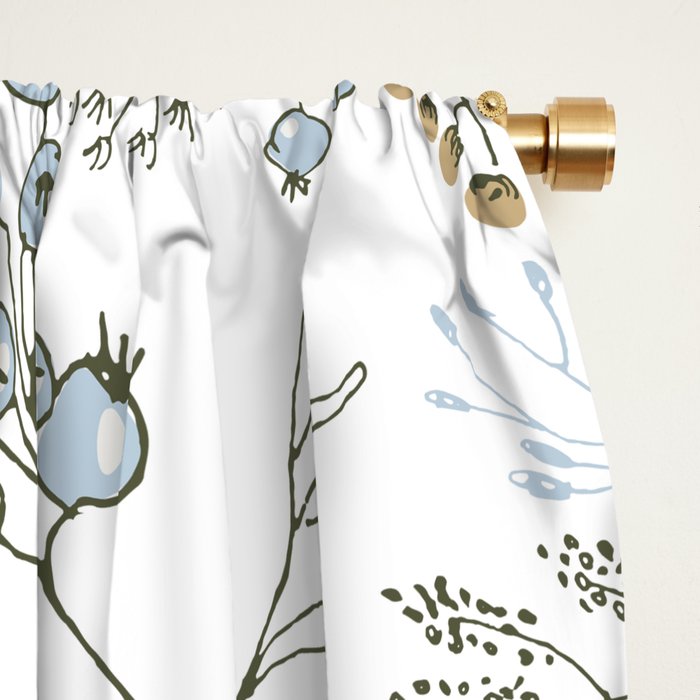 Elegant abstract coral pastel blue modern rustic floral Window Curtain Gallery Image 2