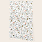 Elegant abstract coral pastel blue modern rustic floral Wallpaper Gallery Image 2