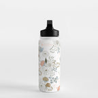 Elegant abstract coral pastel blue modern rustic floral Water Bottle Gallery Image 3