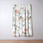 Elegant abstract coral pastel blue modern rustic floral Window Curtain Gallery Image 3