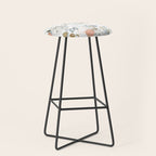Elegant abstract coral pastel blue modern rustic floral Stool Gallery Image 1
