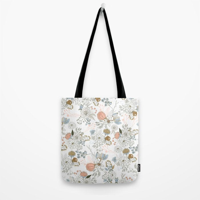 Elegant abstract coral pastel blue modern rustic floral Tote Bag Gallery Image 2