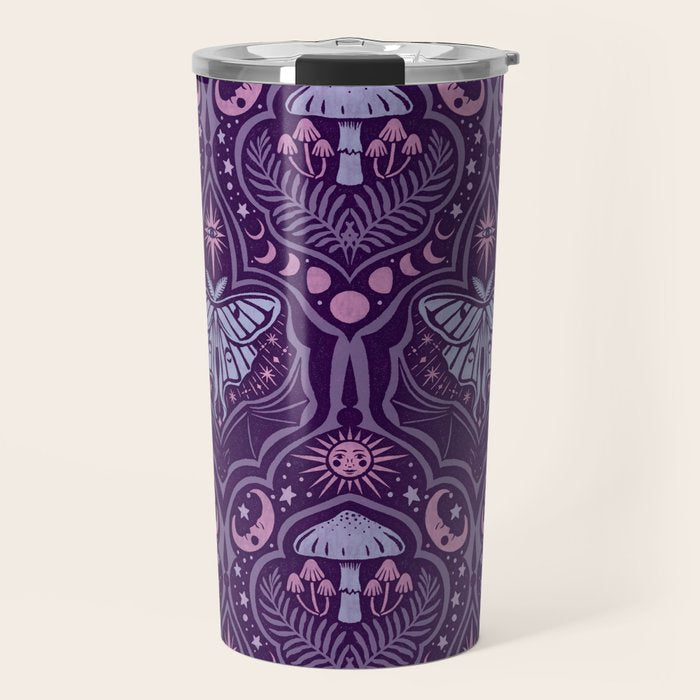 Celestial Forest Damask - Violet Travel Mug Gallery Image 1