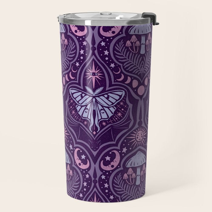 Celestial Forest Damask - Violet Travel Mug Gallery Image 2