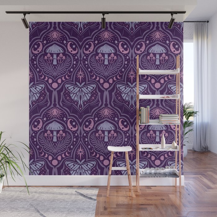 Celestial Forest Damask - Violet Wall Mural Gallery Image 1