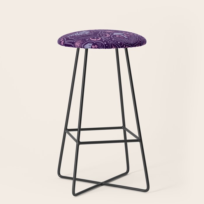 Celestial Forest Damask - Violet Stool Gallery Image 1