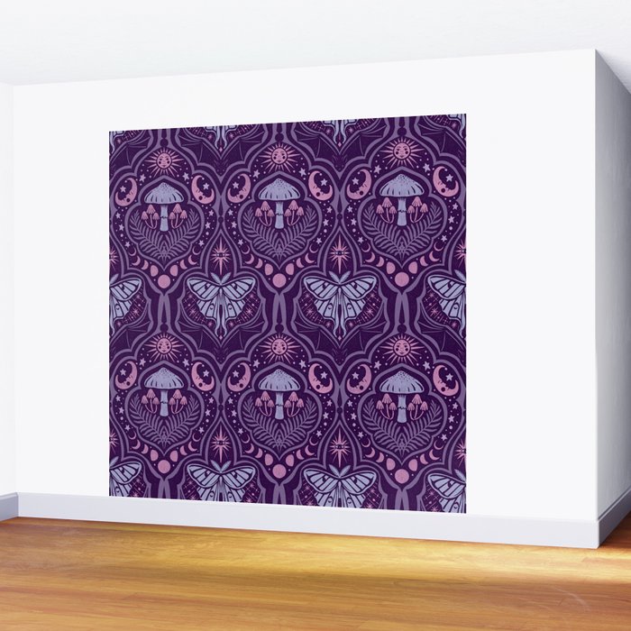 Celestial Forest Damask - Violet Wall Mural Gallery Image 2