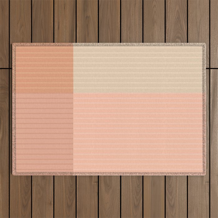 Color Block Line Abstract II Vintage Neutral Outdoor Rug Gallery Image 1
