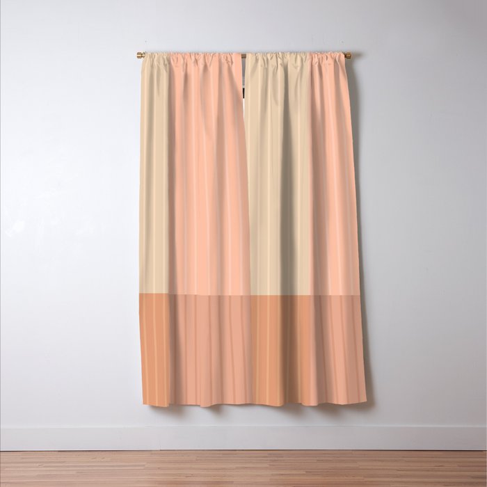 Color Block Line Abstract II Vintage Neutral Window Curtain Gallery Image 3