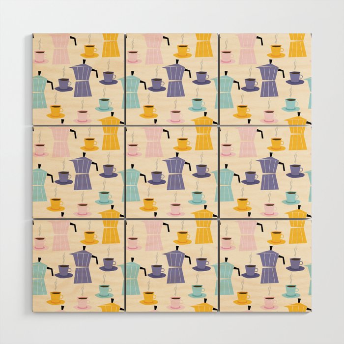 Moka coffee pattern Wood Wall Art Gallery Image 1