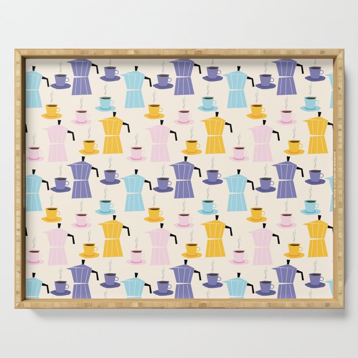 Moka coffee pattern Serving Tray Gallery Image 1