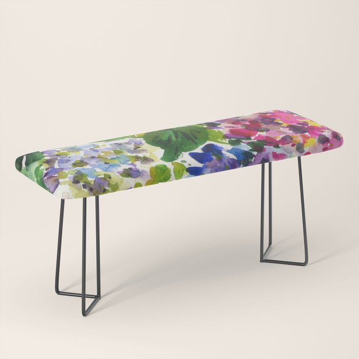 hydrangeas in green: watercolor flowers Bench Gallery Image 1