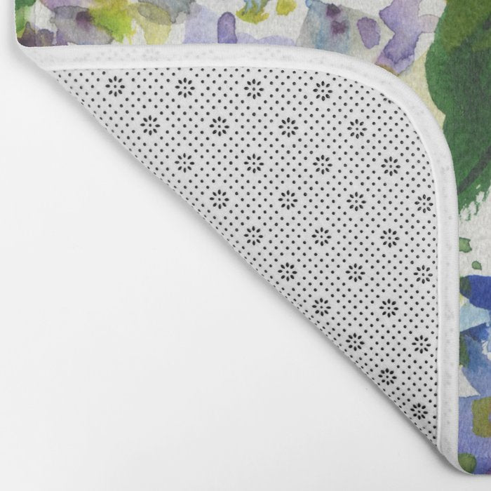 hydrangeas in green: watercolor flowers Bath Mat Gallery Image 2