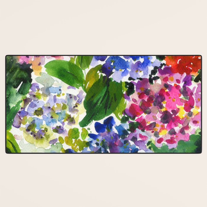 hydrangeas in green: watercolor flowers Desk Mat Gallery Image 3