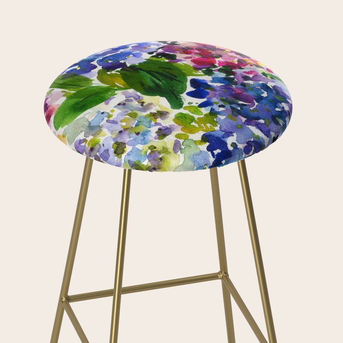 hydrangeas in green: watercolor flowers Stool Gallery Image 2