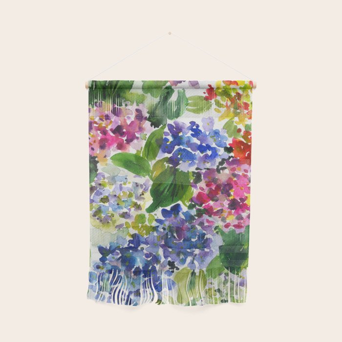 hydrangeas in green: watercolor flowers Wall Hanging Gallery Image 1