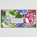 hydrangeas in green: watercolor flowers Desk Mat Gallery Image 1
