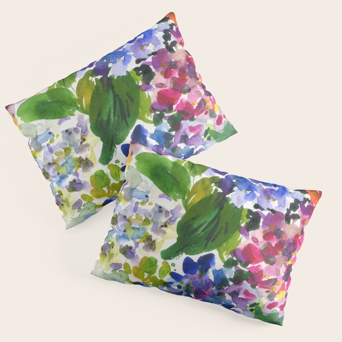 hydrangeas in green: watercolor flowers Pillow Sham Gallery Image 3