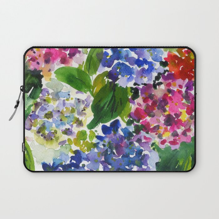 hydrangeas in green: watercolor flowers Laptop Sleeve Gallery Image 1