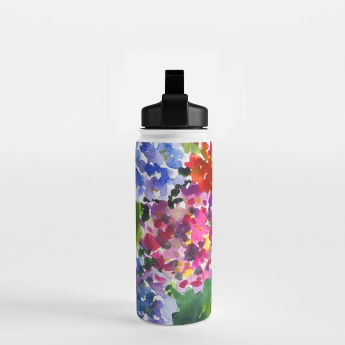 hydrangeas in green: watercolor flowers Water Bottle Gallery Image 2