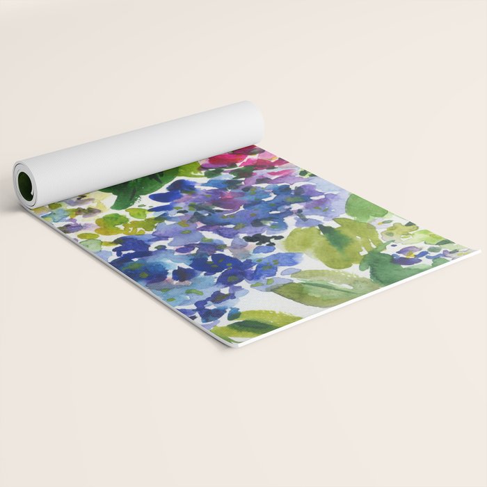 hydrangeas in green: watercolor flowers Yoga Mat Gallery Image 2