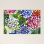 hydrangeas in green: watercolor flowers Welcome Mat Gallery Image 1