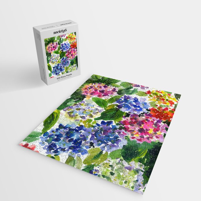 hydrangeas in green: watercolor flowers Jigsaw Puzzle Gallery Image 2