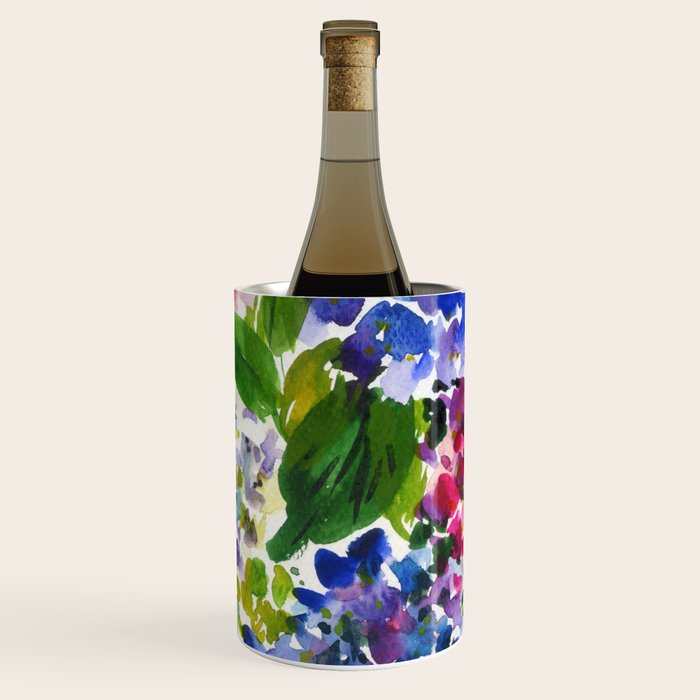 hydrangeas in green: watercolor flowers Wine Chiller Gallery Image 1