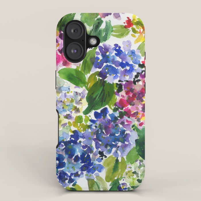 hydrangeas in green: watercolor flowers iPhone Case Gallery Image 1