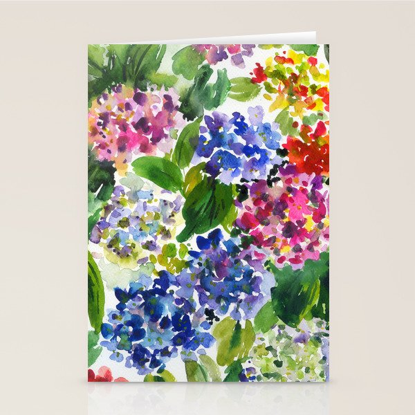 hydrangeas in green: watercolor flowers Stationery Card Gallery Image 2