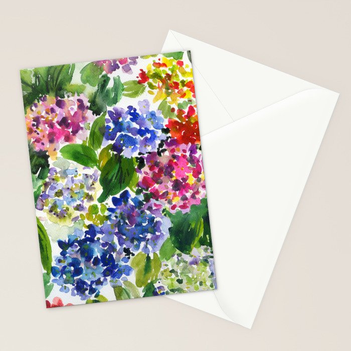 hydrangeas in green: watercolor flowers Stationery Card Gallery Image 2