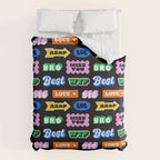 Fun retro quote sticker pattern Duvet Cover Gallery Image 6