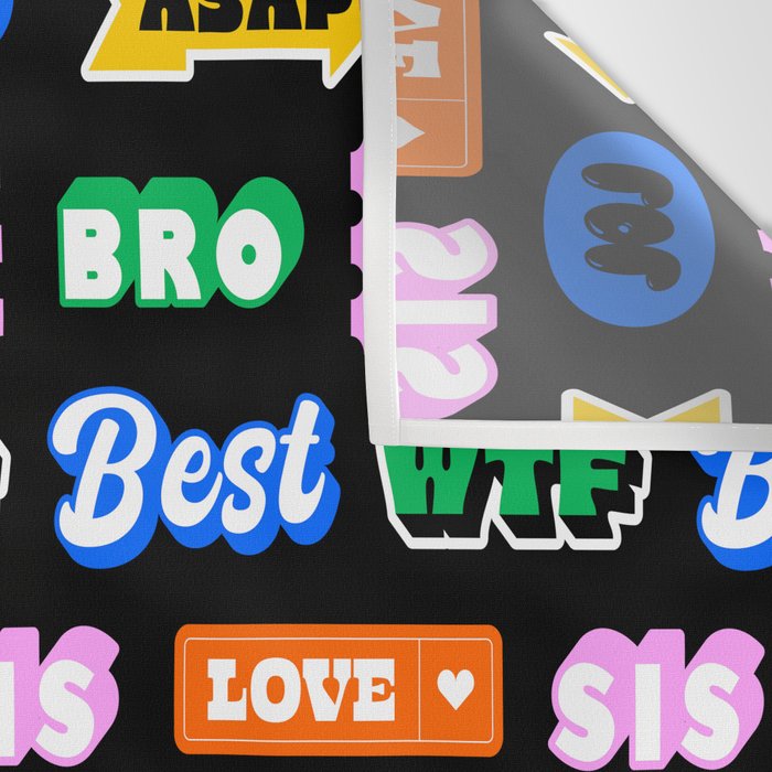Fun retro quote sticker pattern Wall Tapestry Gallery Image 3